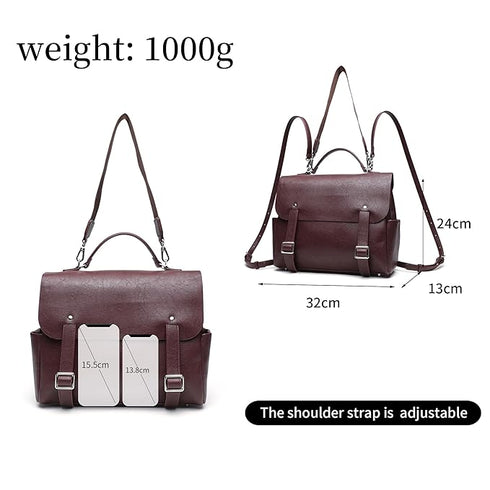 GELANNI – Shoulder Bag for Women & Girls, Premium PU Backpack & Handbag with Bottom Rivet, Comes with Adjustable & Detachable Strap, An Ideal Gift for Female - Wine
